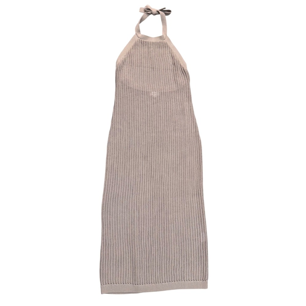 Summersalt Crochet Halter Dress Women Size M Sand Beige EUC Open Back Knit $145